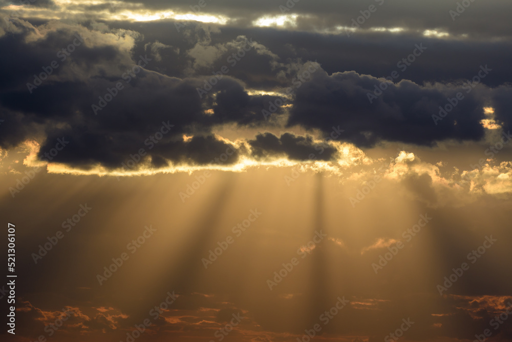 Obraz premium Evening sunset. Majestic Storm Clouds. Tragic gloomy sky