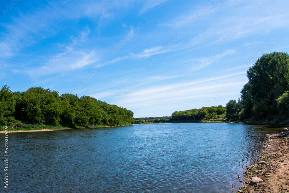 beautiful summer landscape. The Dnieper River in Belarus.