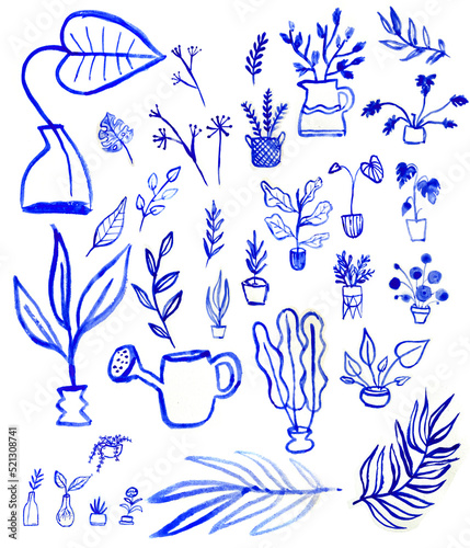 Handdrawn Inky Houseplants made with Guache on Paper photo