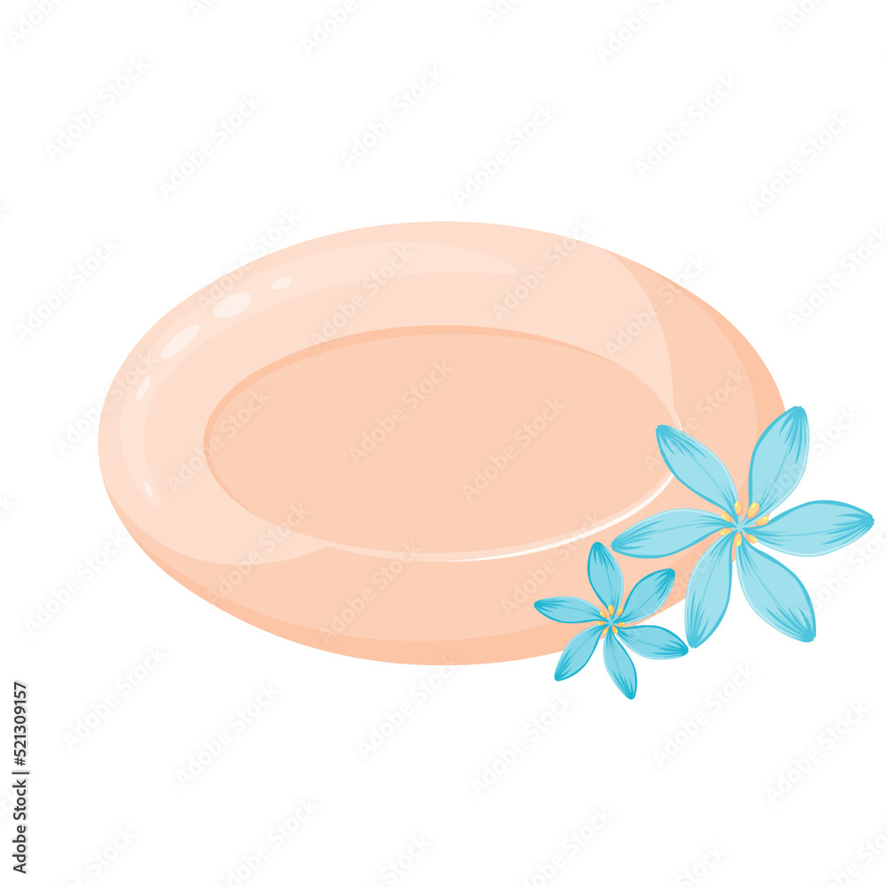 Flower soap bar. Vector illustration cartoon flat icon isolated on white background.
