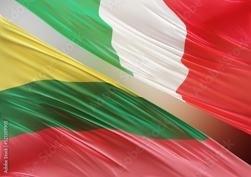 Abstract Lithuania Flag, next to Italian Flag 3D Render(3D Artwork)
