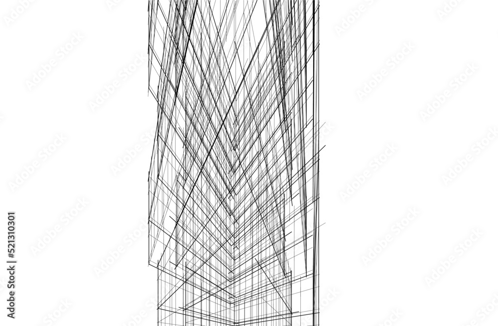 Abstract architecture drawing 3d illustration Abstract architecture drawing 3d illustration