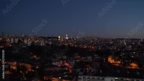 View of Ankara silhouette from 50 year anniversary park in the evening. photo