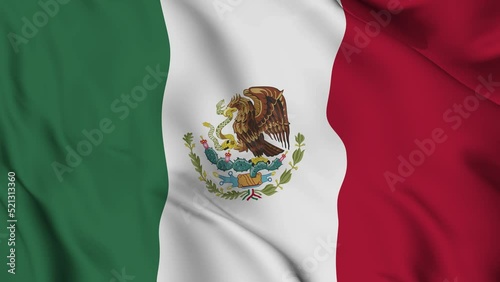 Animation of Mexico flag waving in the wind. Background with flag of mexico for mexico independence day. Video for graphic editing, 4k animation photo