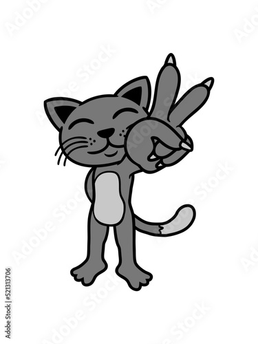 Peace Zeichen stehende Katze 