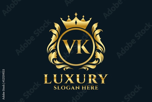 Initial VK Letter Royal Luxury Logo template in vector art for luxurious branding projects and other vector illustration. photo