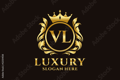 Initial VL Letter Royal Luxury Logo template in vector art for luxurious branding projects and other vector illustration. photo