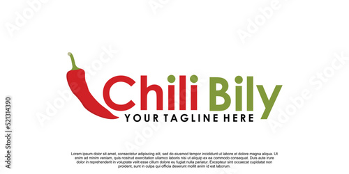Chili bily logo design unique concept Premium Vector