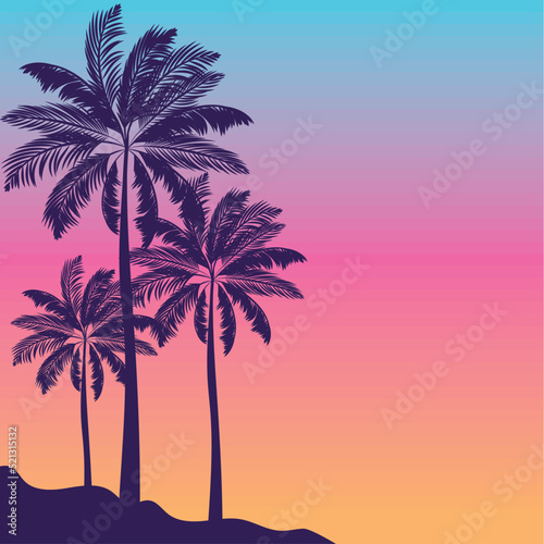 Fototapeta Naklejka Na Ścianę i Meble -  beach sunset illustration
