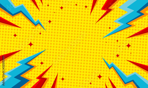 Blank comic cartoon thunder flash background