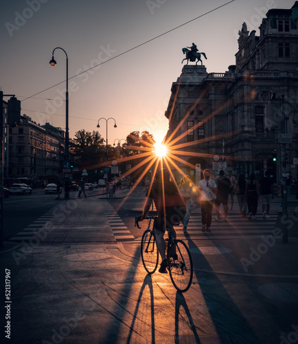 Photography biker at sunset