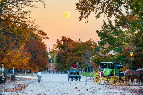 Colonial town in USA and carriage  photo