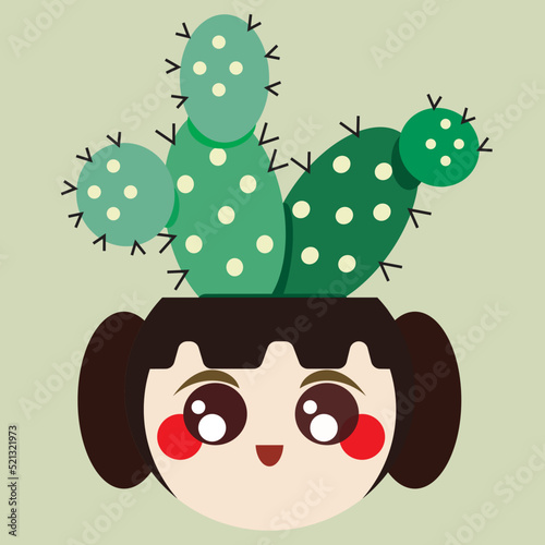 Φωτογραφία Cactus grows in a cute face girl planter