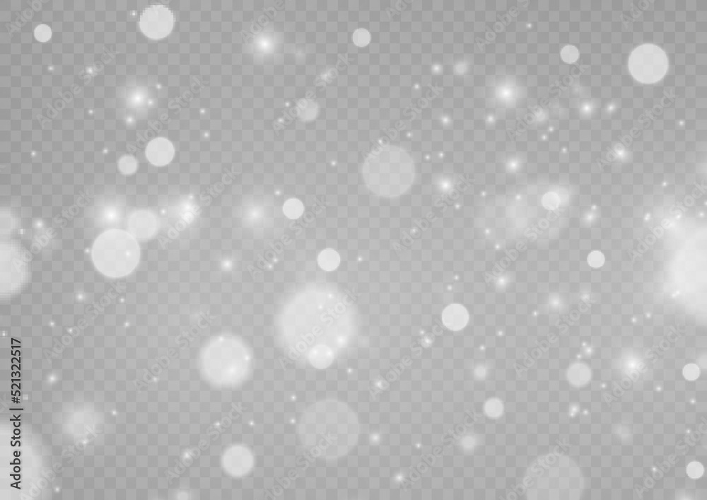 Blur white sparks, bokeh, blurry light spots dust