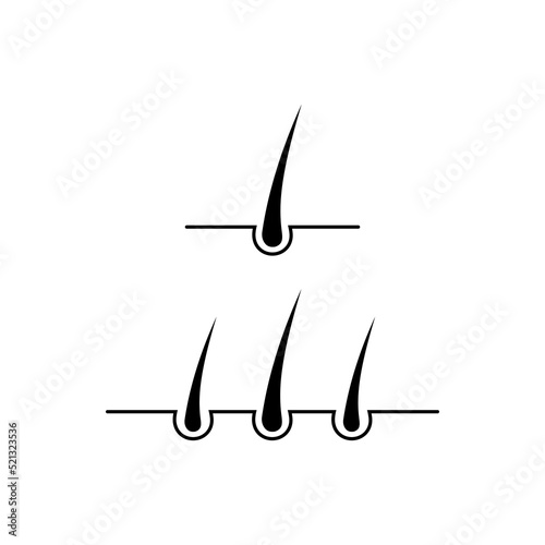 Hair icon. Human removal grow medical bulb symbol. Sign dermatology vector.