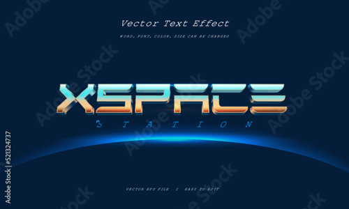 Space Retro futuristic Cyber neon editable movie game style text effect