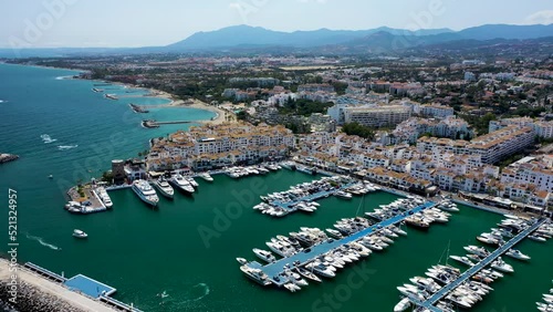 Aerial view of the harbour in Puerto Banus, Malaga, Spain. photo