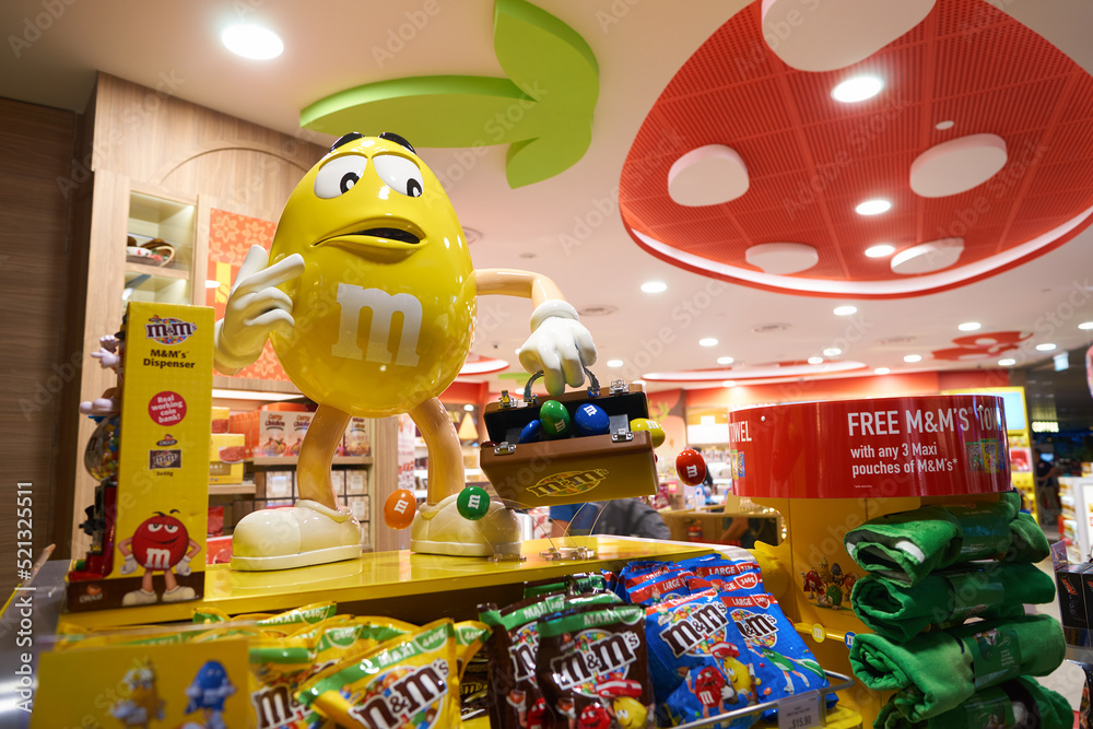 SINGAPORE - CIRCA AUGUST, 2016: M&M candy yellow character on display