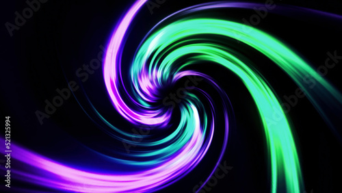 Spiral moving background with purple and green color combination  seamless loop. Motion. Spreading twisting colorful streaks.