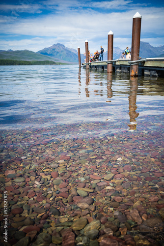 Canadian lake with boat docks