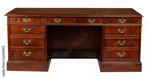 Desk wood furniture desk with clipping path.