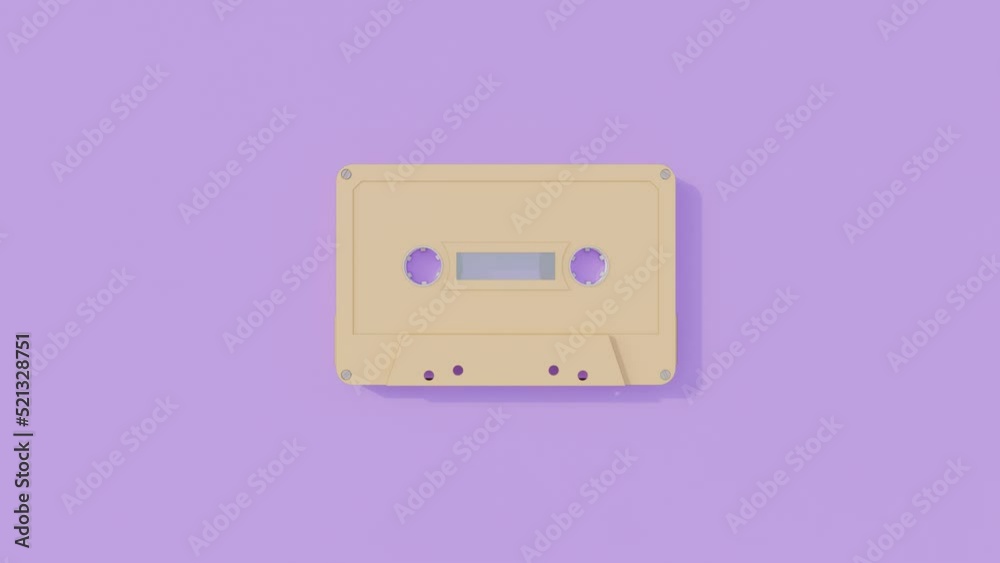 Audio cassette tape retro music audio cassette 80s. 3d rendering video for vintage cassette Audio cassette tape retro music audio cassette 80s. 3d rendering video for vintage cassette