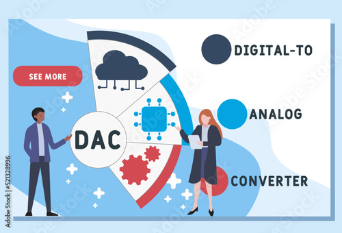 DAC - Digital-to-Analog Converter acronym. business concept background. vector illustration concept with keywords and icons. lettering illustration with icons for web banner, flyer, landing pag