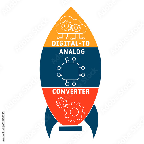 DAC - Digital-to-Analog Converter acronym. business concept background. vector illustration concept with keywords and icons. lettering illustration with icons for web banner, flyer, landing pag