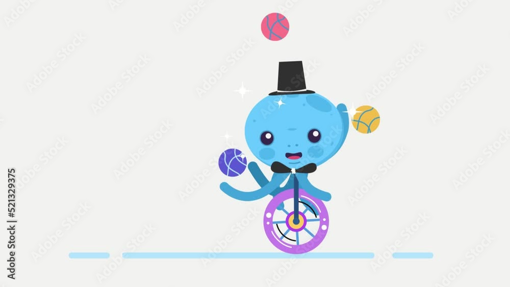 Juggling octopus on a unicycle Juggling octopus on a unicycle