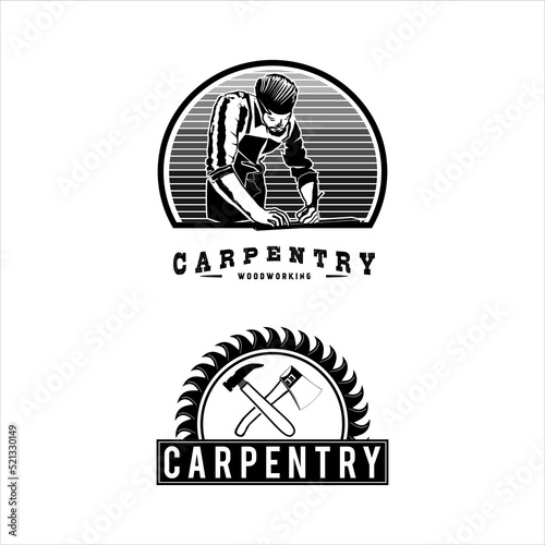Classic emblem badge carpentry logo design template