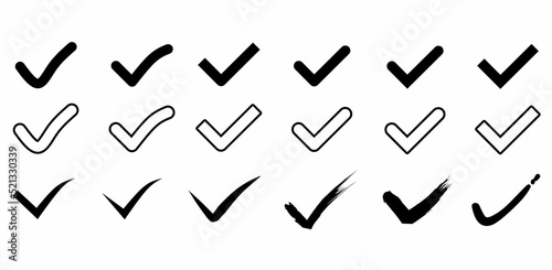check Mark icon set isolated on white background
