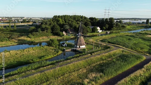 Aerial view of windmill in Rijswijk, Netherlands photo
