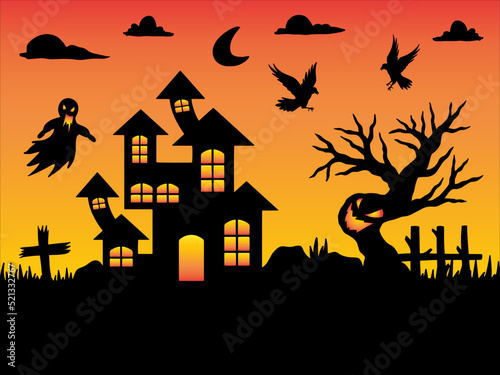 Halloween Silhouette Background Illustration 