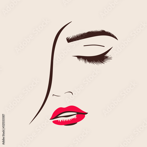 Illustration of a girl's head for a beauty salon. woman face logo on white background, vector