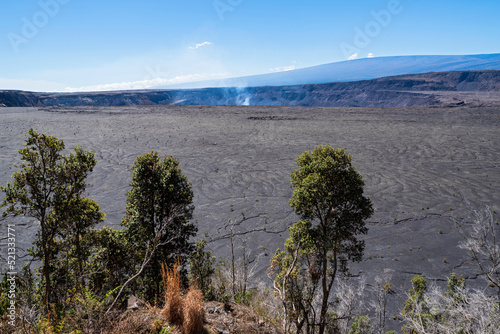 overlooking halemaumau crater and lava field of kilauea volcano at hawaii volcanoes national park photo
