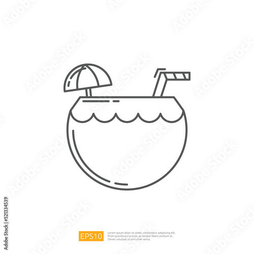 Coconut Drink Summer Beverage Outline Icon