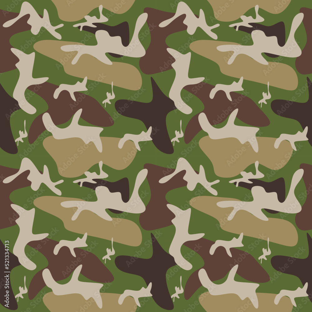 Fototapeta premium Seamless woodland style military camouflage pattern for land disguise - Vector and illustration