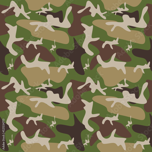 Seamless woodland style military camouflage pattern for land disguise - Vector and illustration