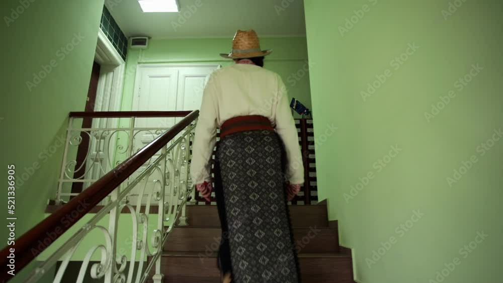 Romanian girl visits the old library in Resita, Romania 5