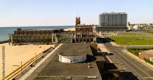 Aerial Panning The Famous Asbury Park Convention Hall And Neighboring Buildings photo