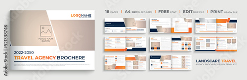 16 Pages modern landscape travel agency brochure template design