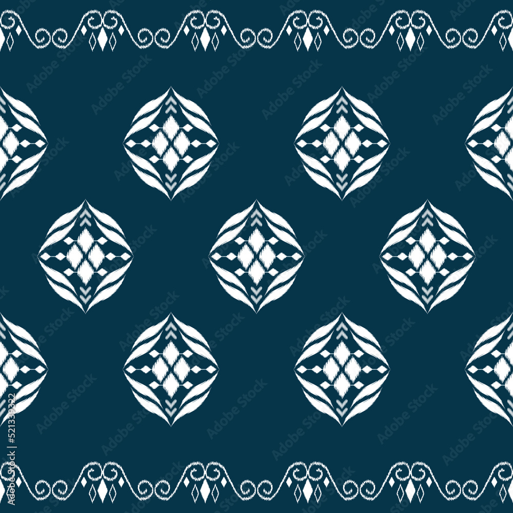 Ikat ethnic background vector. Diamond seamless tribal pattern of white ...
