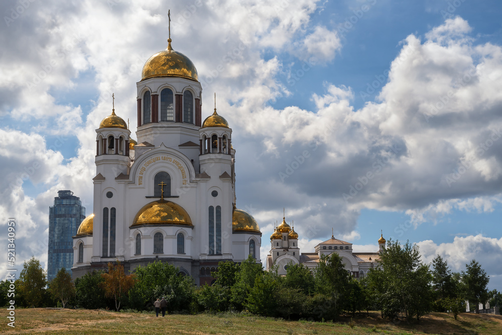 Temple-on-the-Blood in Yekaterinburg in summer. The memory of the death of Tsar Nicholas II and his family.