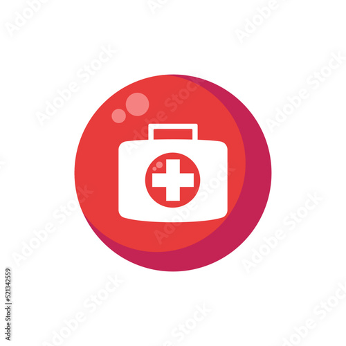 medical briefcase symbol. Red circle white suitcase white cross. white healing symbol on red circular background. médico maleta. Círculo vermelho cruz branca. símbolo da cura branco fundo vermelho.