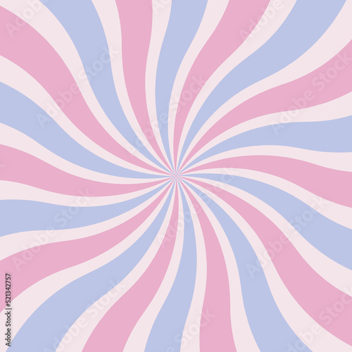 Blue and pink sunburst pattern. Radial beams rotate. Abstract. Retro. Vintage. Vector illustration of swirl stripes.