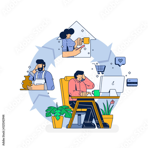 Dropshipping Business Model Flat Vector Illustrations Set