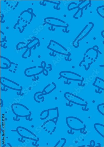 Fishing lure pattern background for graphic design.A-size vertical.