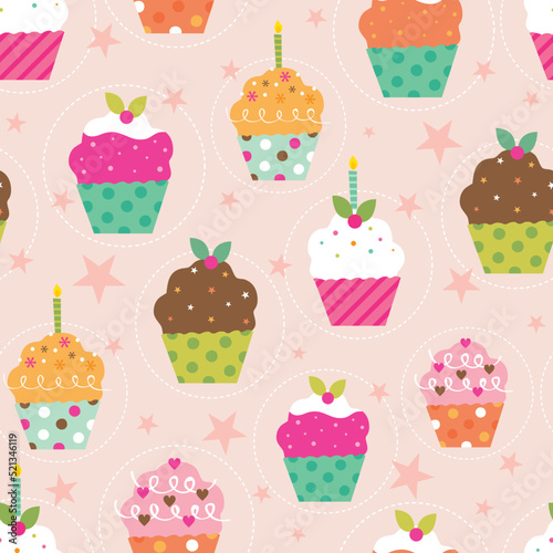 cute cupcakes seamless pattern design