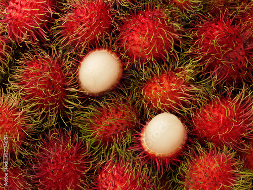 Fresh rambutan fruits full frame for background.