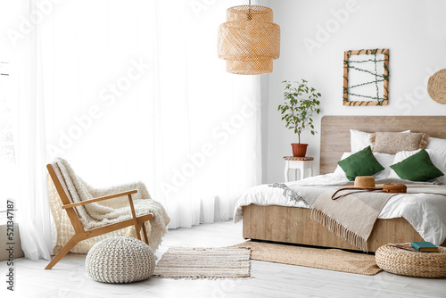Interior of cozy bedroom wi...